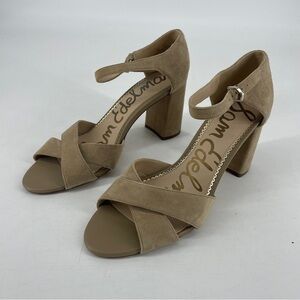 Sam Edleman Orlane Block Heel Suede Sandal Taupe SIZE 11M